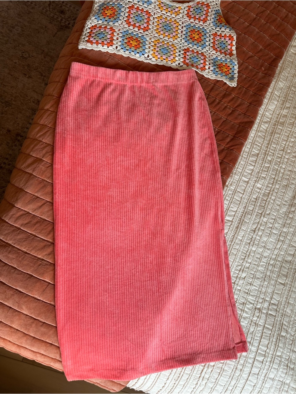 Free People Helen Prairie Rose Ribbed Midi Skirt - Picture 2 of 7
